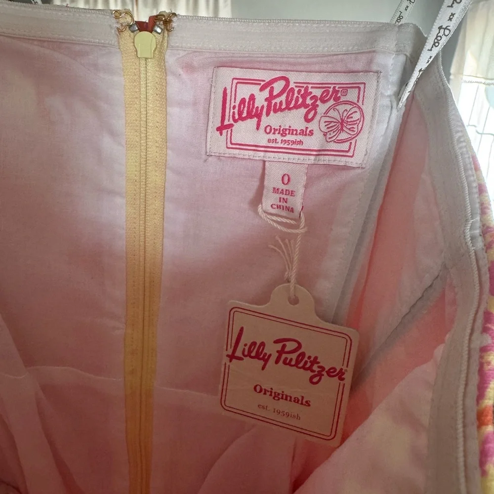 Vintage Lilly Pulitzer Strapless Pink Orange Dress 🌴 Palm Beach Boutique Resort - Picture 6 of 8